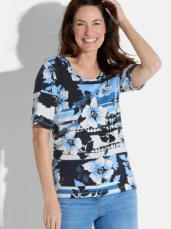 Goldner Damen T-Shirt - Kurzgröße in blau