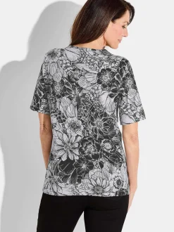 Goldner Damen T-Shirt - Kurzgröße in schwarz grau