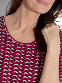 Goldner Damen T-Shirt - Kurzgröße in rot mehrfarbig