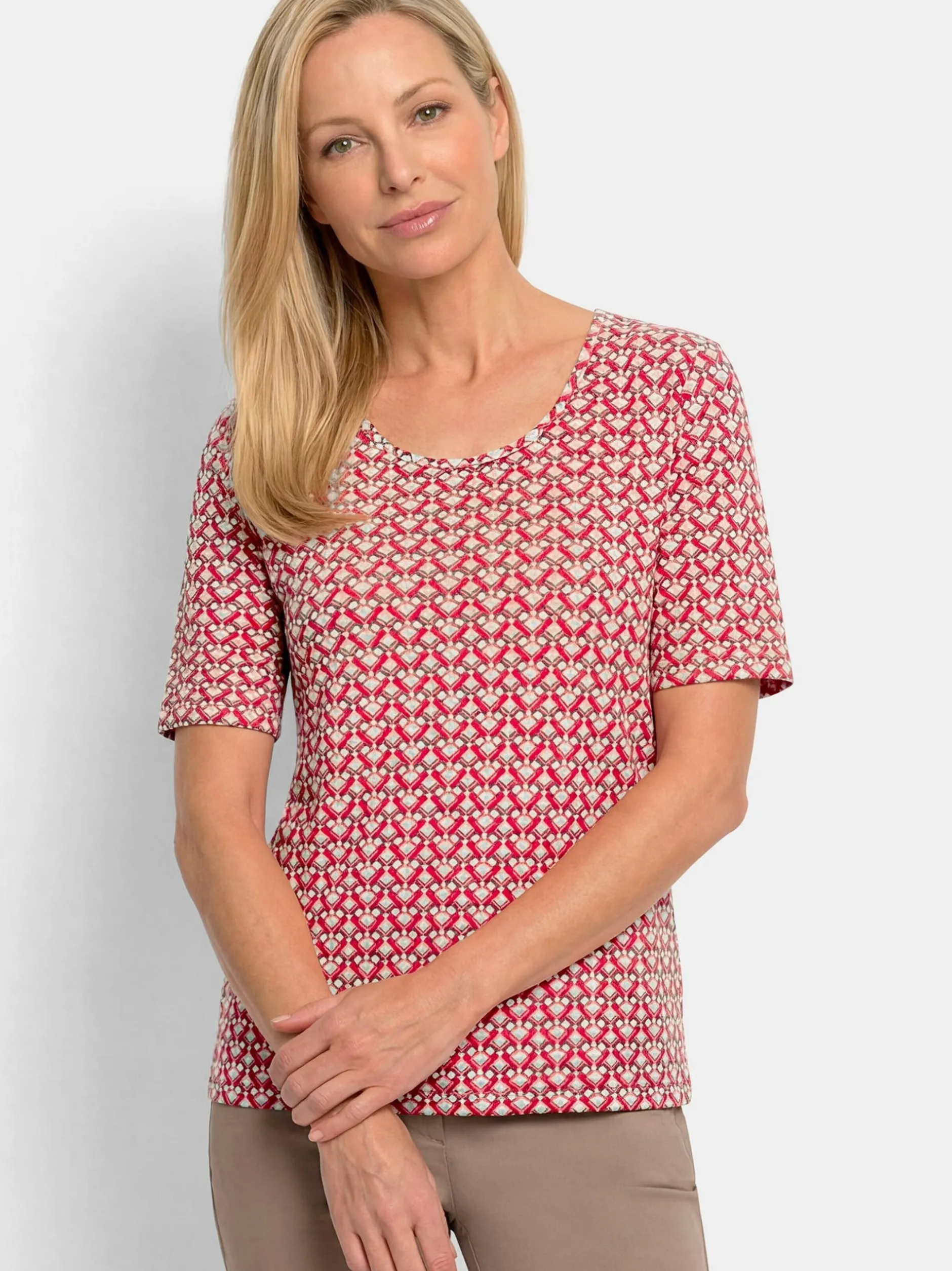 Goldner Damen T-Shirt - Kurzgröße in rot