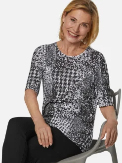 Goldner Damen T-Shirt - Kurzgröße in schwarz grau
