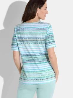 Goldner Damen T-Shirt - Kurzgröße in türkis mehrfarbig