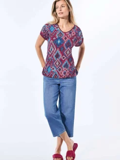 Goldner Damen T-Shirts in blau - Ausschnitt: Rundhals