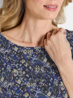 Goldner Damen T-Shirts in blau - Ausschnitt: U-Boot