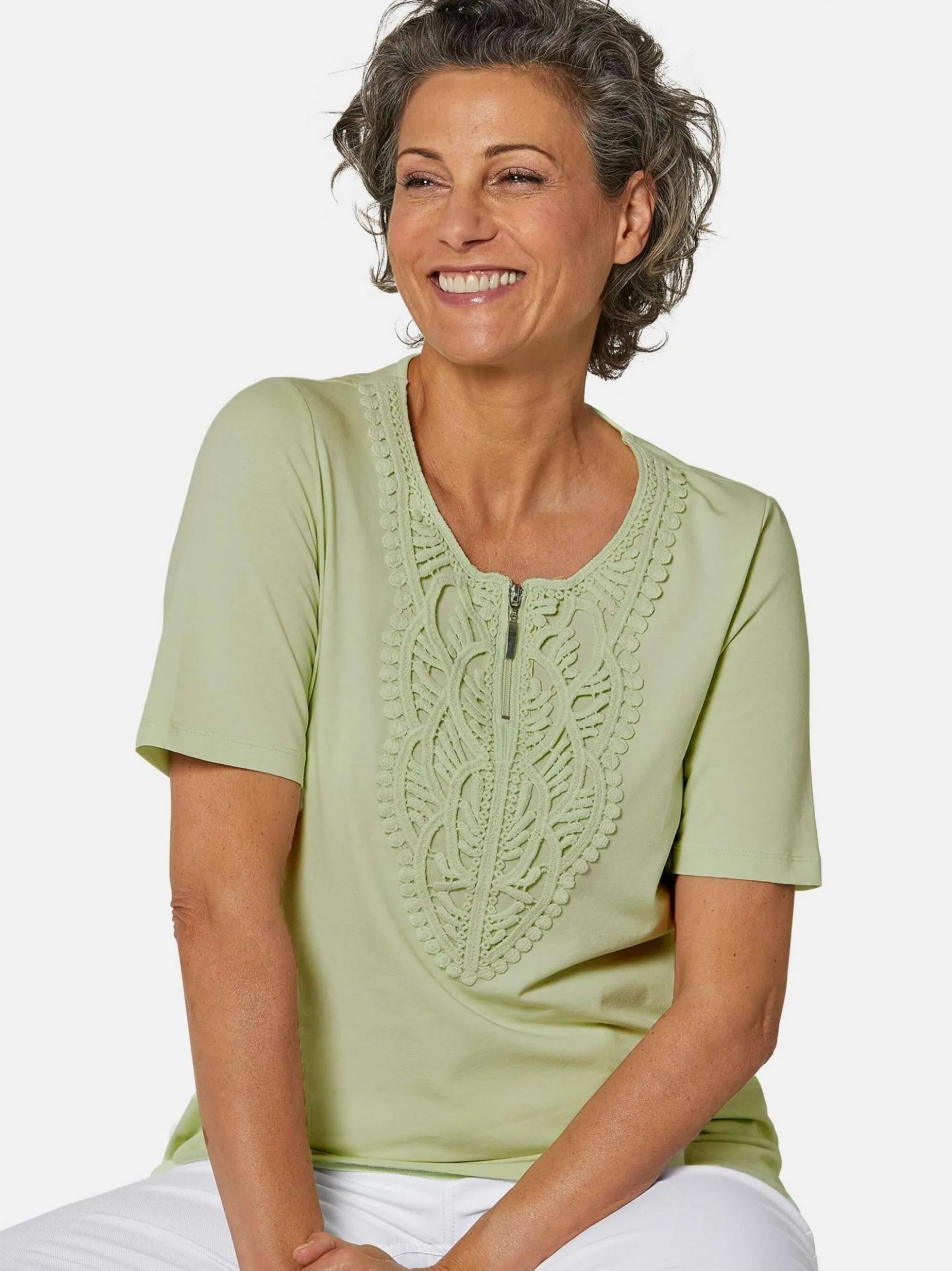 Goldner Damen T-Shirts in grün - Ausschnitt: Rundhals