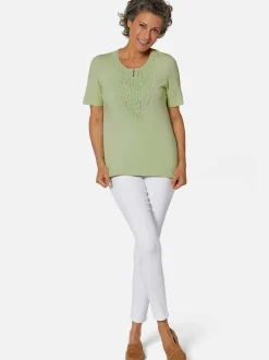Goldner Damen T-Shirts in grün - Ausschnitt: Rundhals