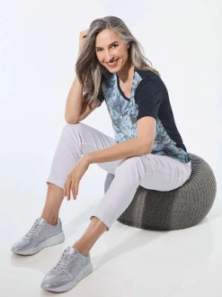 Goldner Damen T-Shirts in marine - Ausschnitt: Rundhals