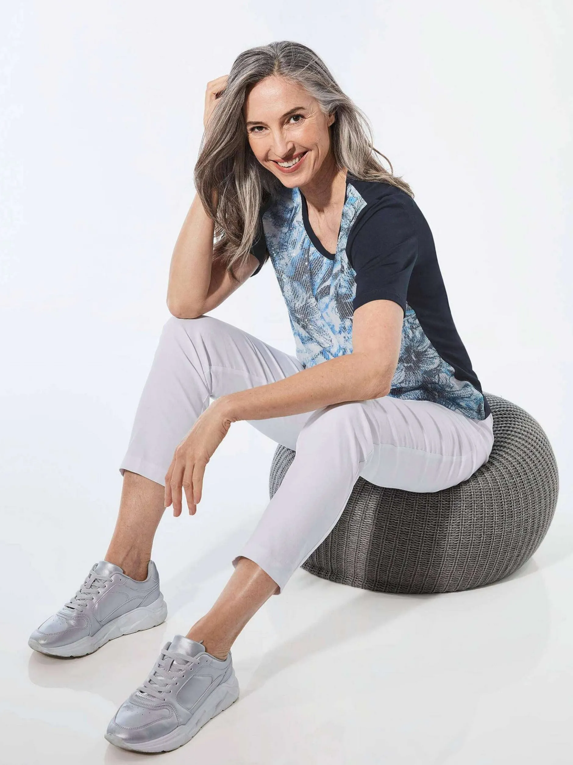 Goldner Damen T-Shirts in marine - Ausschnitt: Rundhals