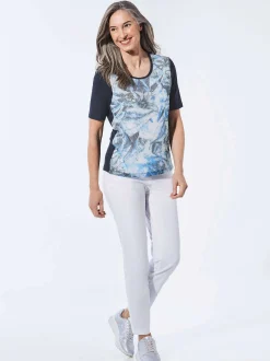 Goldner Damen T-Shirts in marine - Ausschnitt: Rundhals