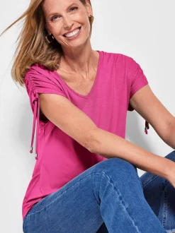 Goldner Damen T-Shirts in pink - Ärmel: ohne Arm