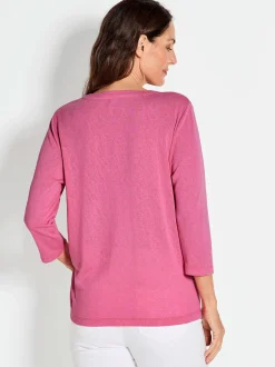 Goldner Damen T-Shirts in pink - Ärmel: 3/4 Arm