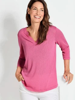 Goldner Damen T-Shirts in pink - Ärmel: 3/4 Arm