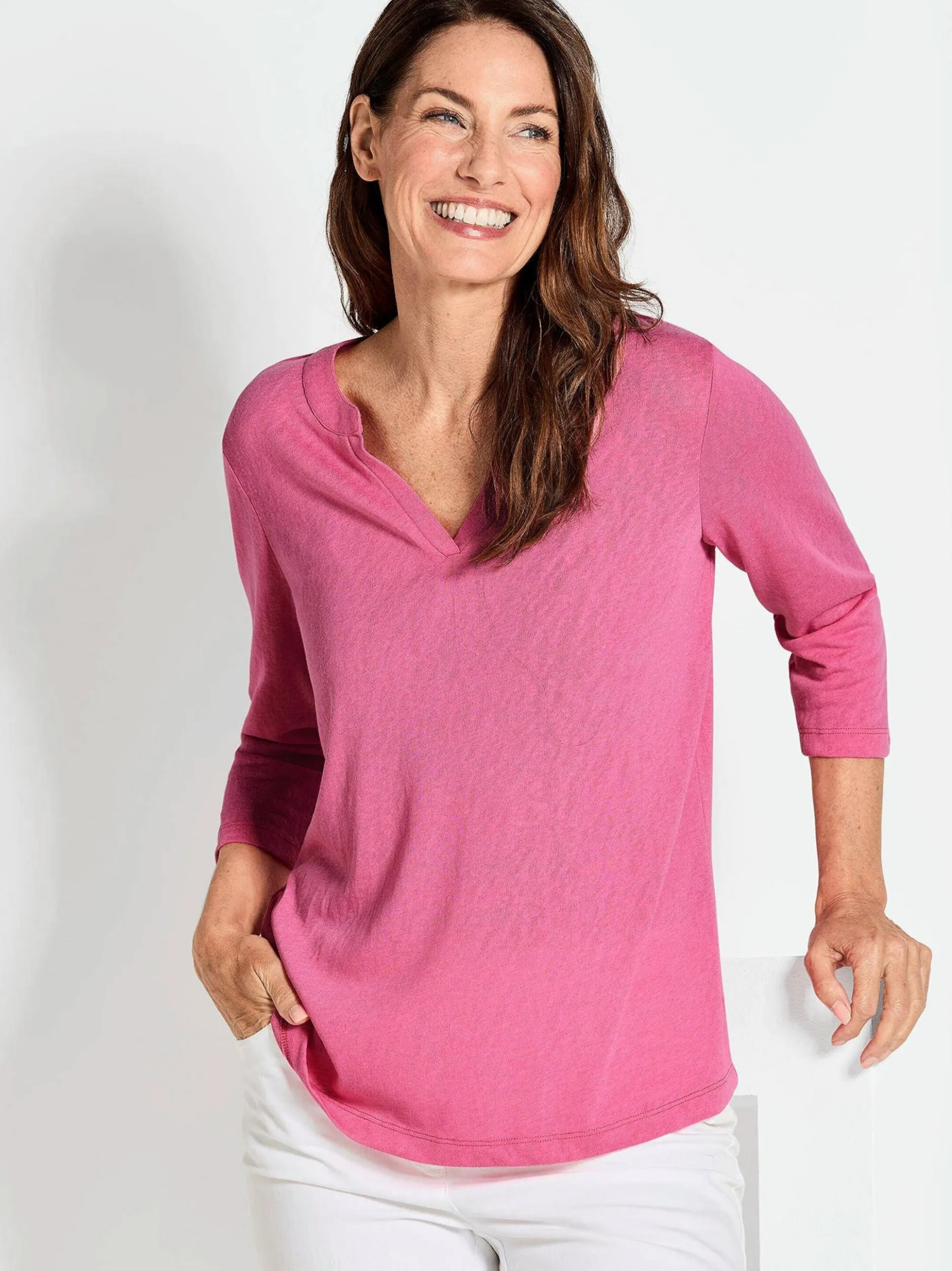 Goldner Damen T-Shirts in pink - Ärmel: 3/4 Arm