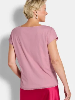 Goldner Damen T-Shirts in rosa - Ausschnitt: U-Boot