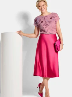 Goldner Damen T-Shirts in rosa - Ausschnitt: U-Boot