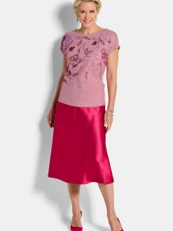 Goldner Damen T-Shirts in rosa - Ausschnitt: U-Boot