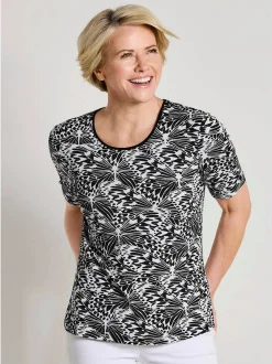 Goldner Damen T-Shirts in schwarz - Ausschnitt: Rundhals