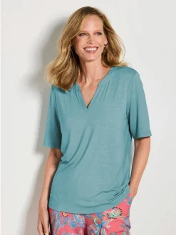 Goldner Damen T-Shirts in türkis - Ärmel: Halbarm