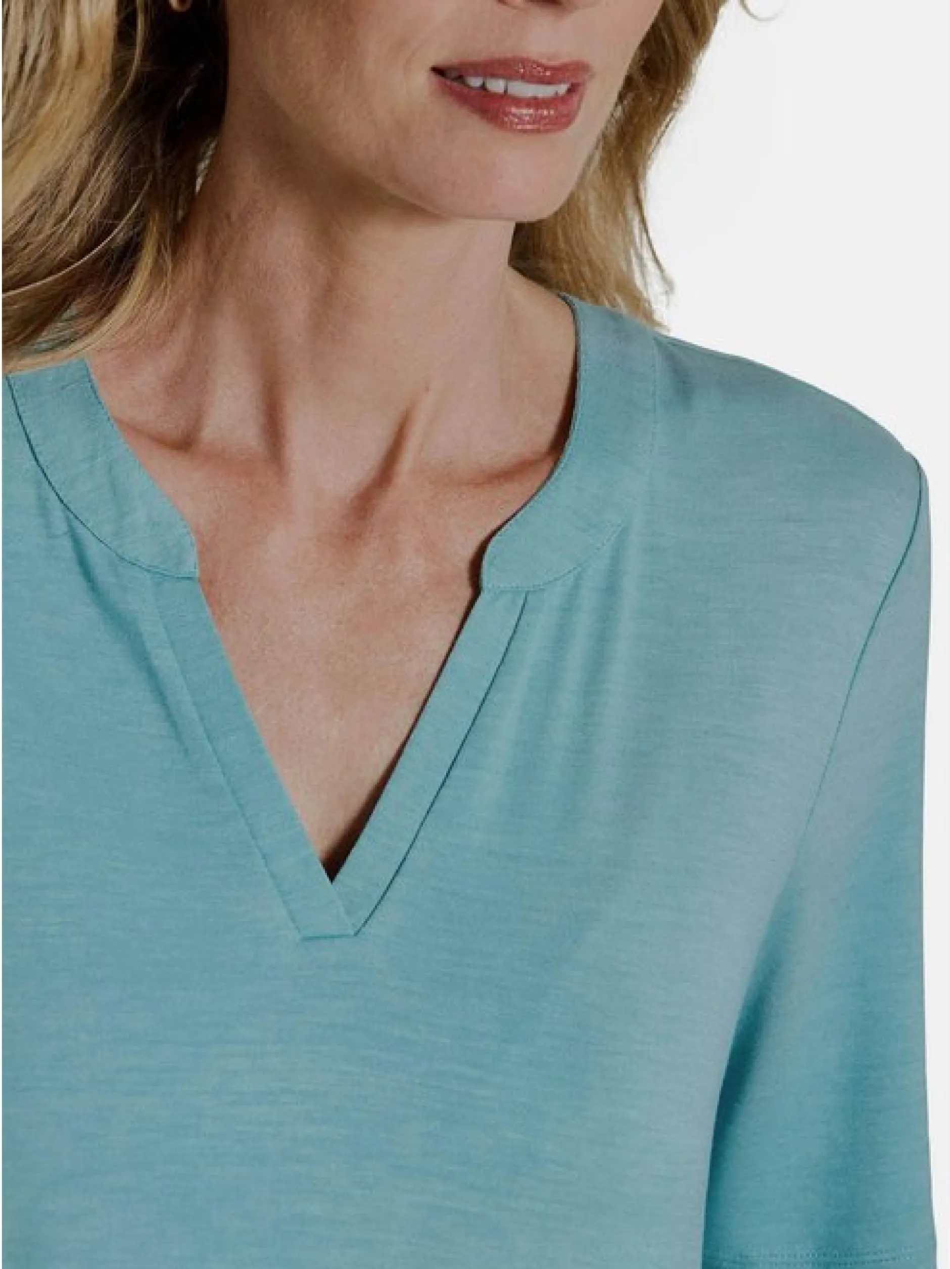 Goldner Damen T-Shirts in türkis - Ärmel: Halbarm