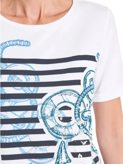 Goldner Damen T-Shirts in weiß - Ausschnitt: Rundhals