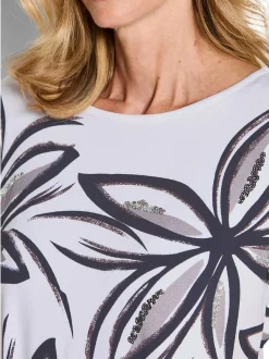 Goldner Damen T-Shirts in weiß - Ausschnitt: U-Boot