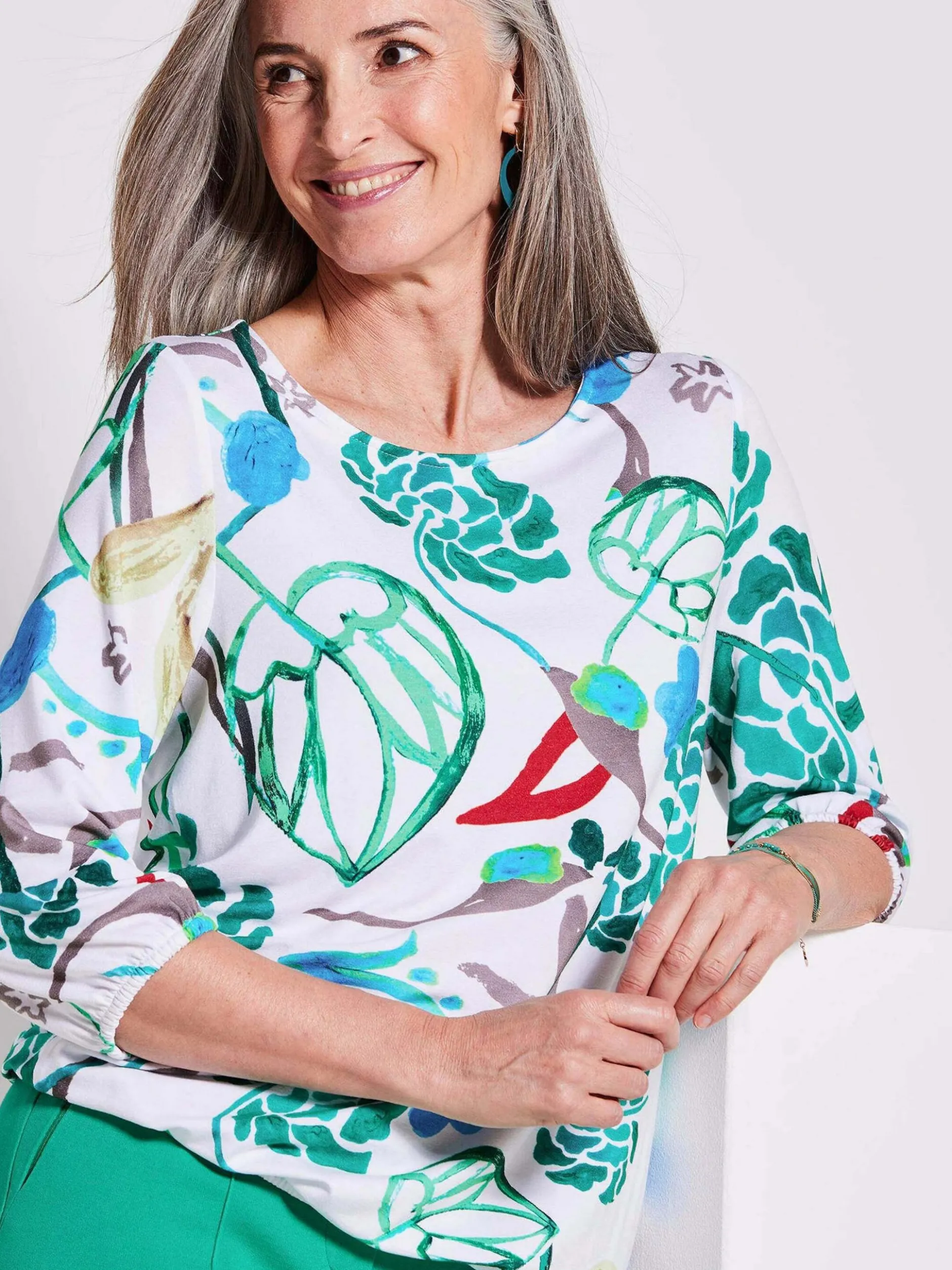 Goldner Damen T-Shirts in weiß mehrfarbig