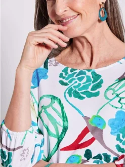 Goldner Damen T-Shirts in weiß mehrfarbig