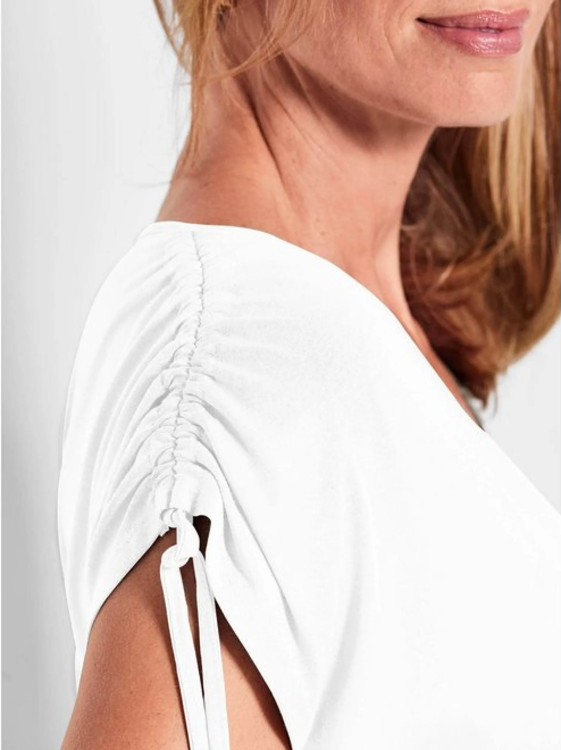 Goldner Damen T-Shirts in weiß - Ärmel: ohne Arm