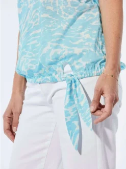 Goldner Damen T-Shirts - Kurzgröße in blau
