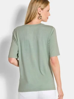 Goldner Damen T-Shirts - Kurzgröße in grün