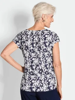 Goldner Damen T-Shirts - Kurzgröße in marine weiß