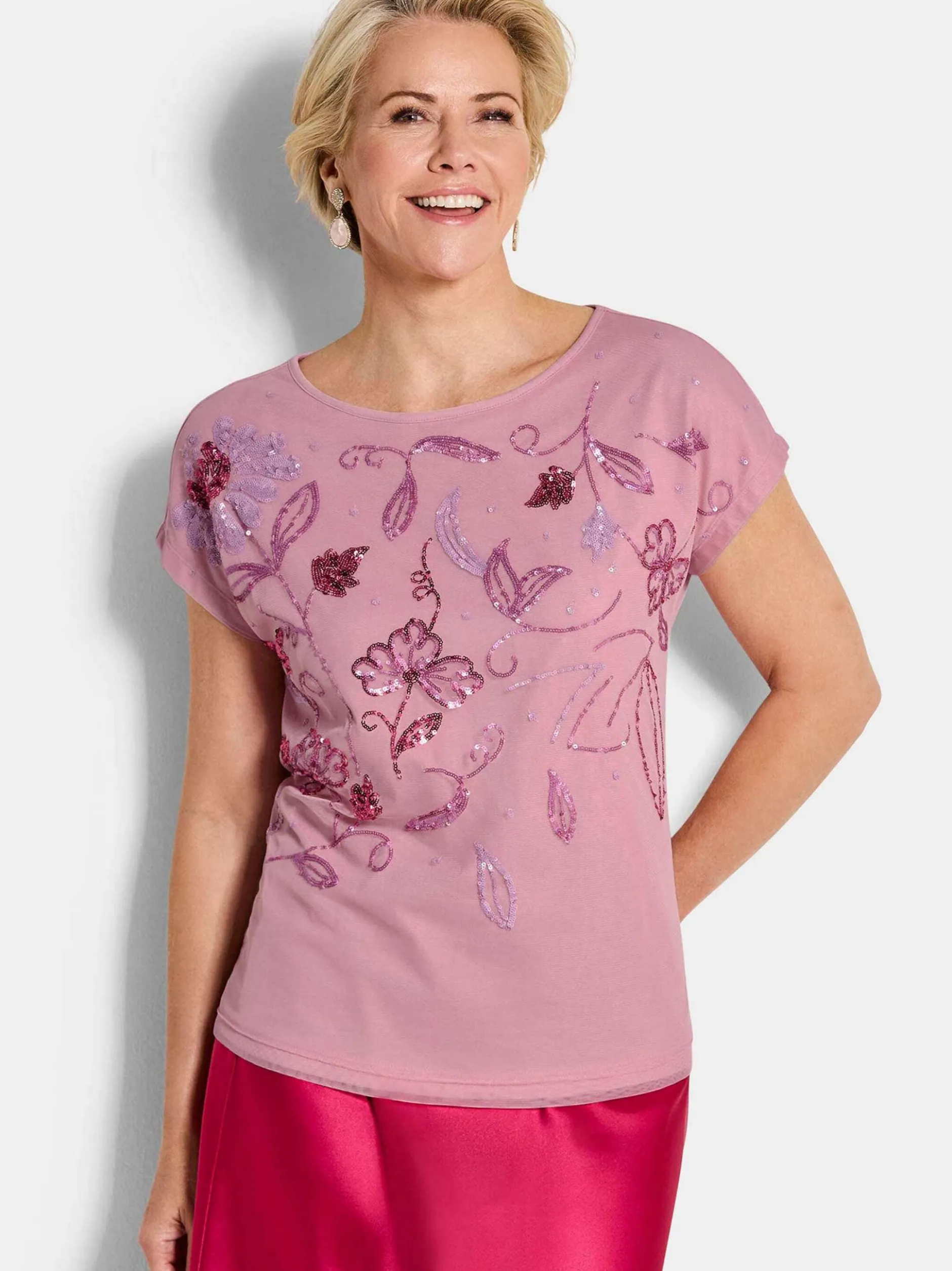 Goldner Damen T-Shirts - Kurzgröße in rosa