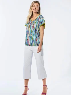 Goldner Damen T-Shirts - Kurzgröße in kiwi mehrfarbig