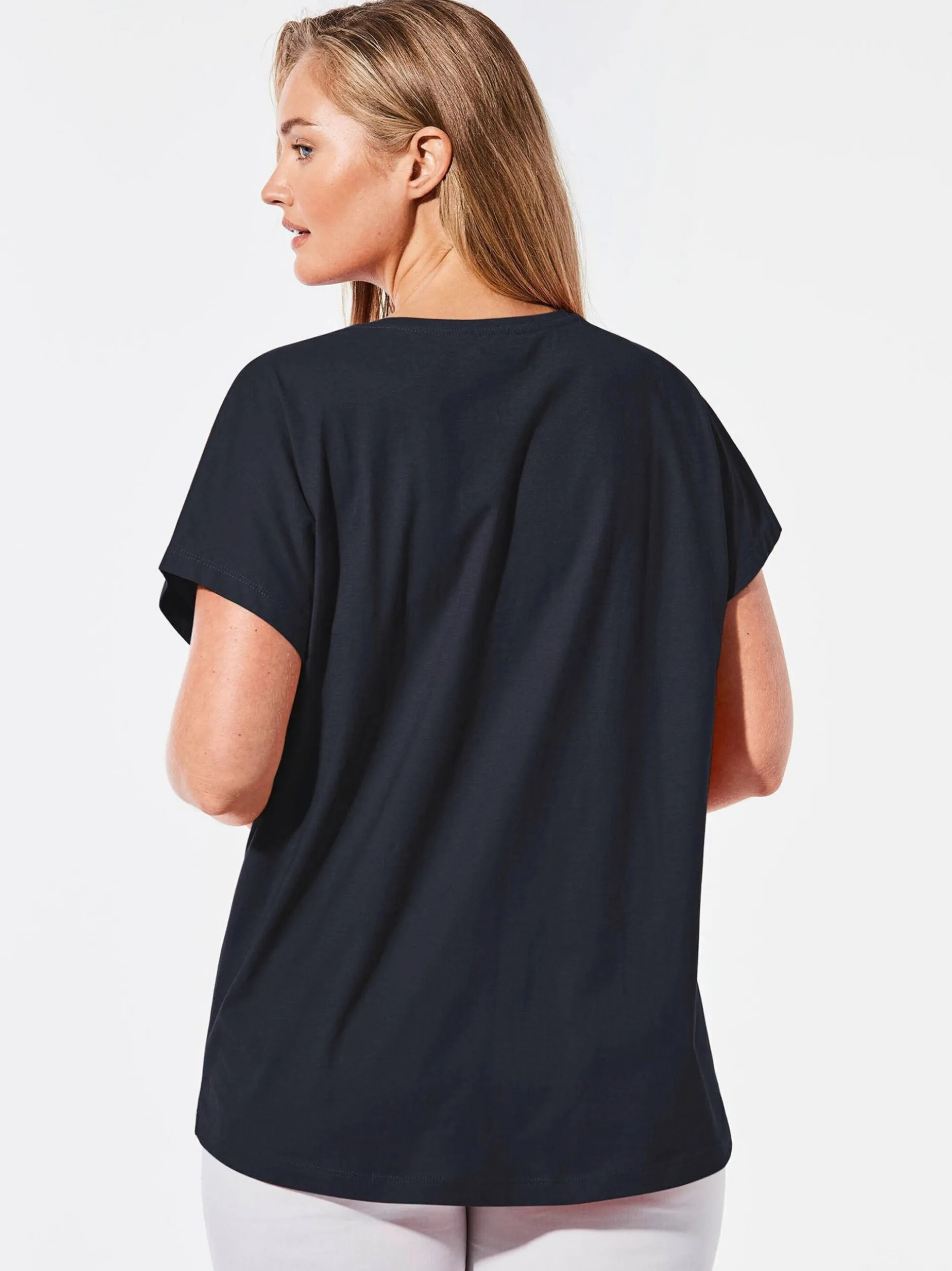 Goldner Damen T-Shirts - Kurzgröße in marine