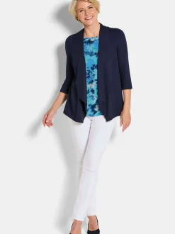 Goldner Damen Twinset-Oberteil in marine