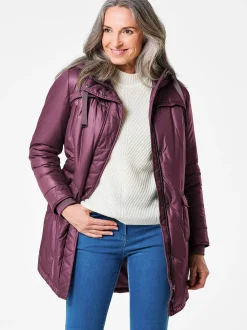 Goldner Damen Winterjacken - Kurzgröße in aubergine