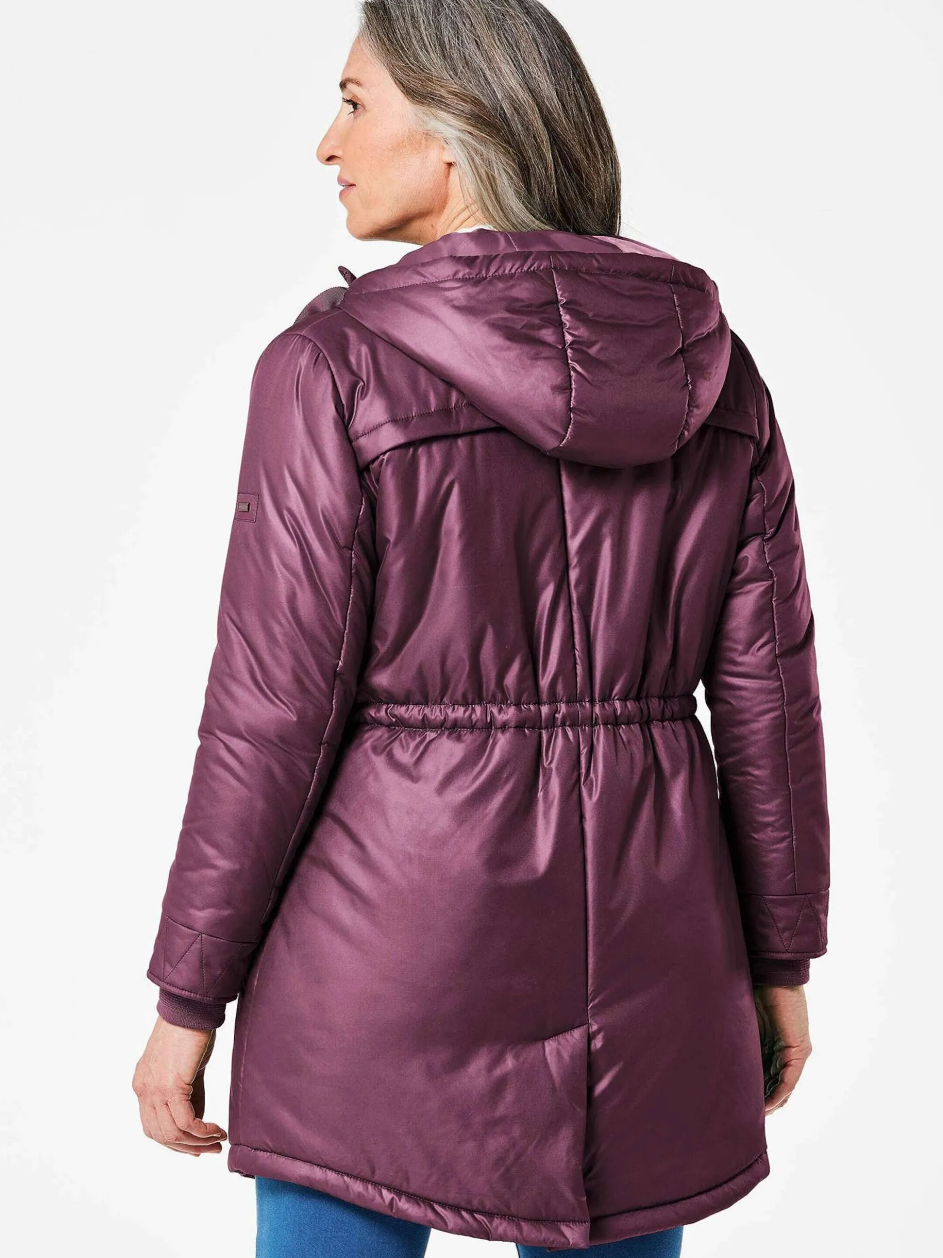 Goldner Damen Winterjacken - Kurzgröße in aubergine