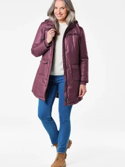 Goldner Damen Winterjacken - Kurzgröße in aubergine