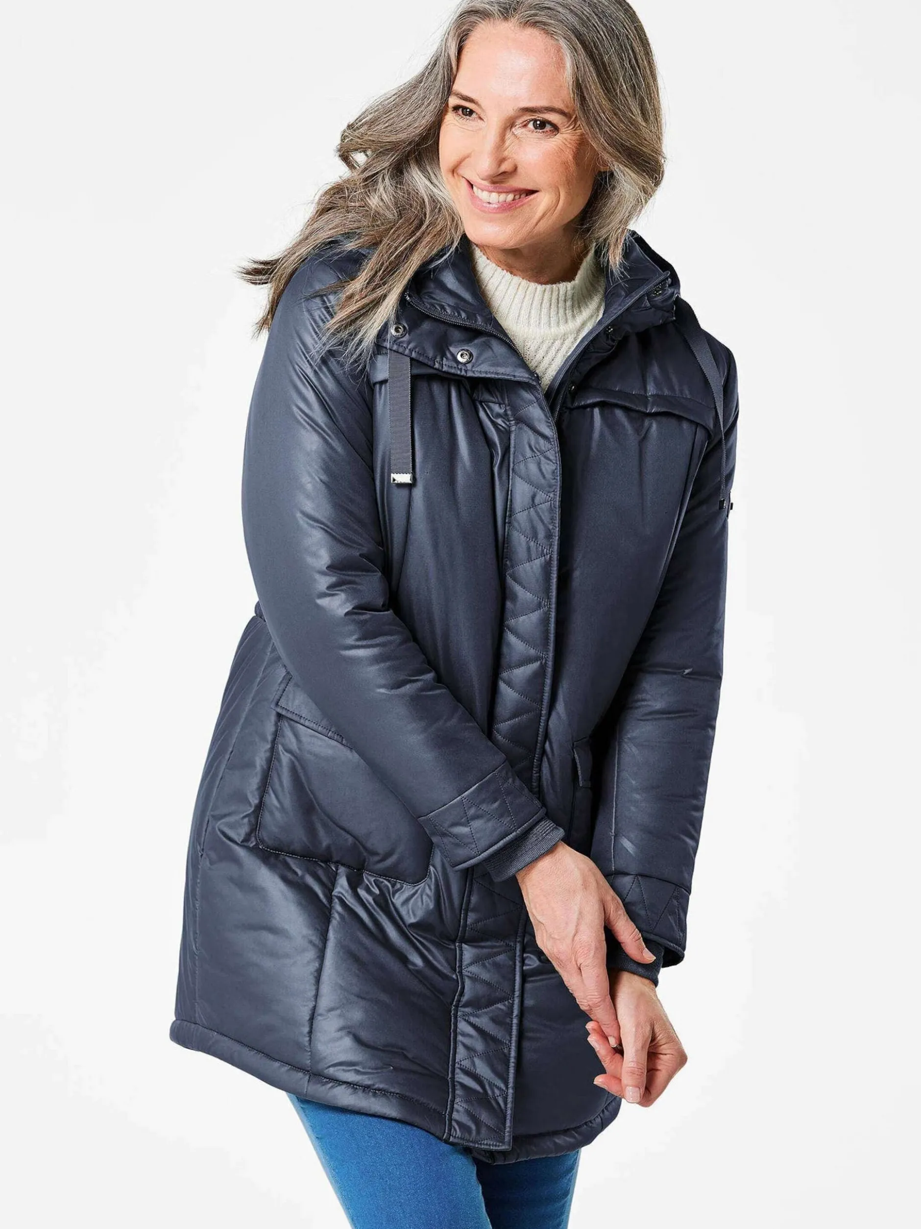 Goldner Damen Winterjacken - Kurzgröße in marine
