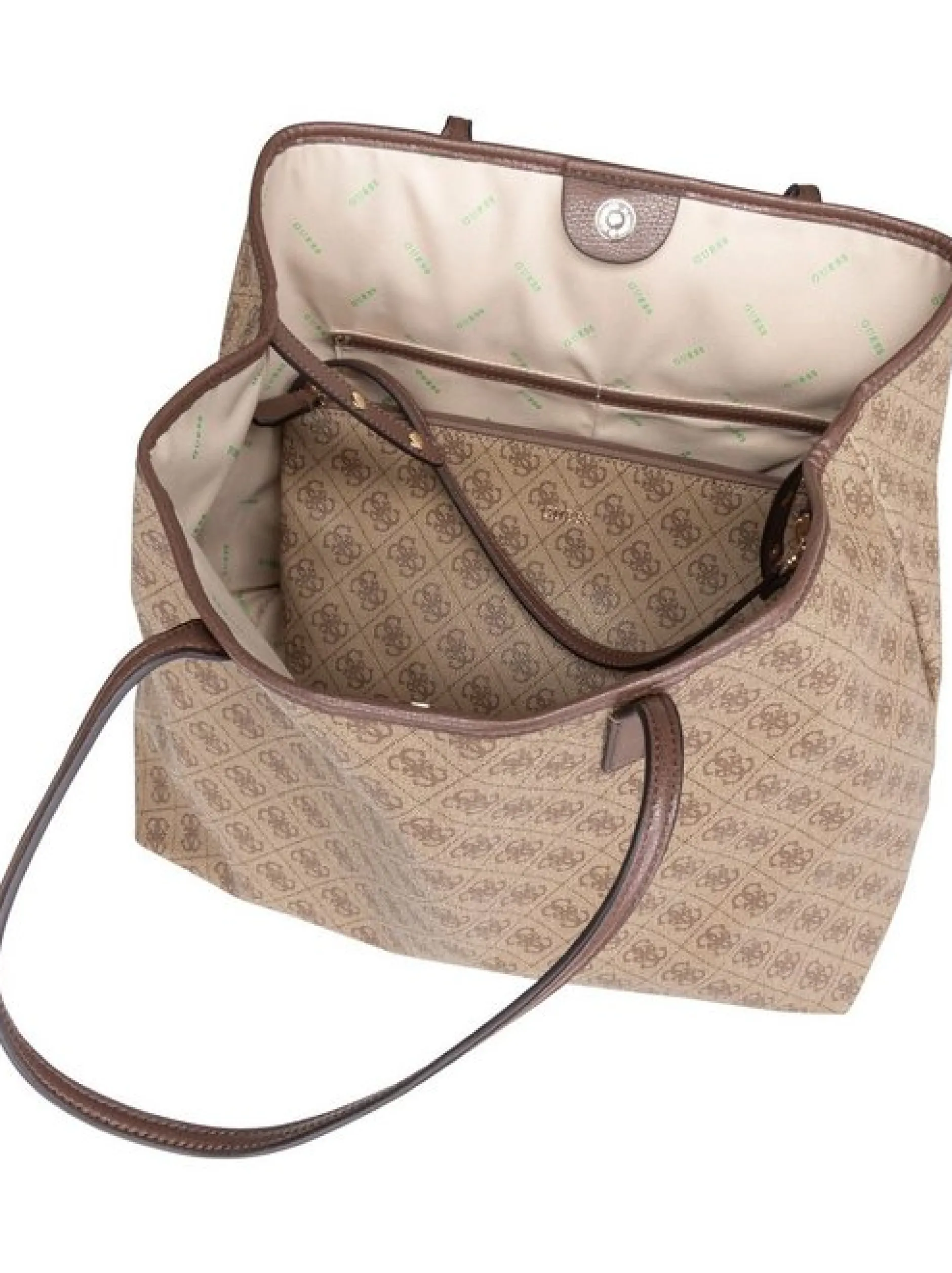 GUESS Damen Shopper - Eco Victtoria 2in1 Latte Logo/Brown in braun