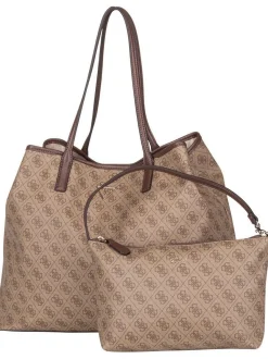 GUESS Damen Shopper - Eco Victtoria 2in1 Latte Logo/Brown in braun