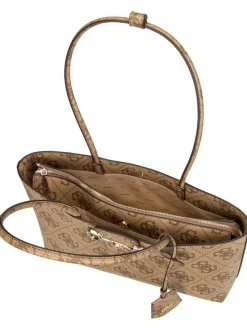 GUESS Damen Shopper - Janie Logo Girlfriend Carryall in braun