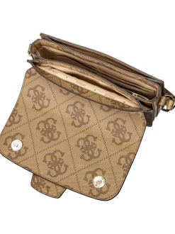 GUESS Damen Umhängetasche - Janie Logo Conv Xbody Flap in braun