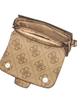 GUESS Damen Umhängetasche - Janie Logo Conv Xbody Flap in braun