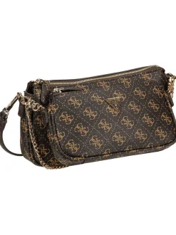 GUESS Damen Umhängetasche - Noelle II Double Pouch CB 72710 Logo in braun