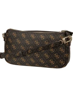 GUESS Damen Umhängetasche - Noelle II Double Pouch CB 72710 Logo in braun