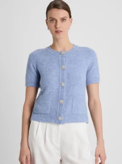 Guido Maria Kretschmer Damen Strickjacke mit Alpaka und Wolle - Daphne in hellblau
