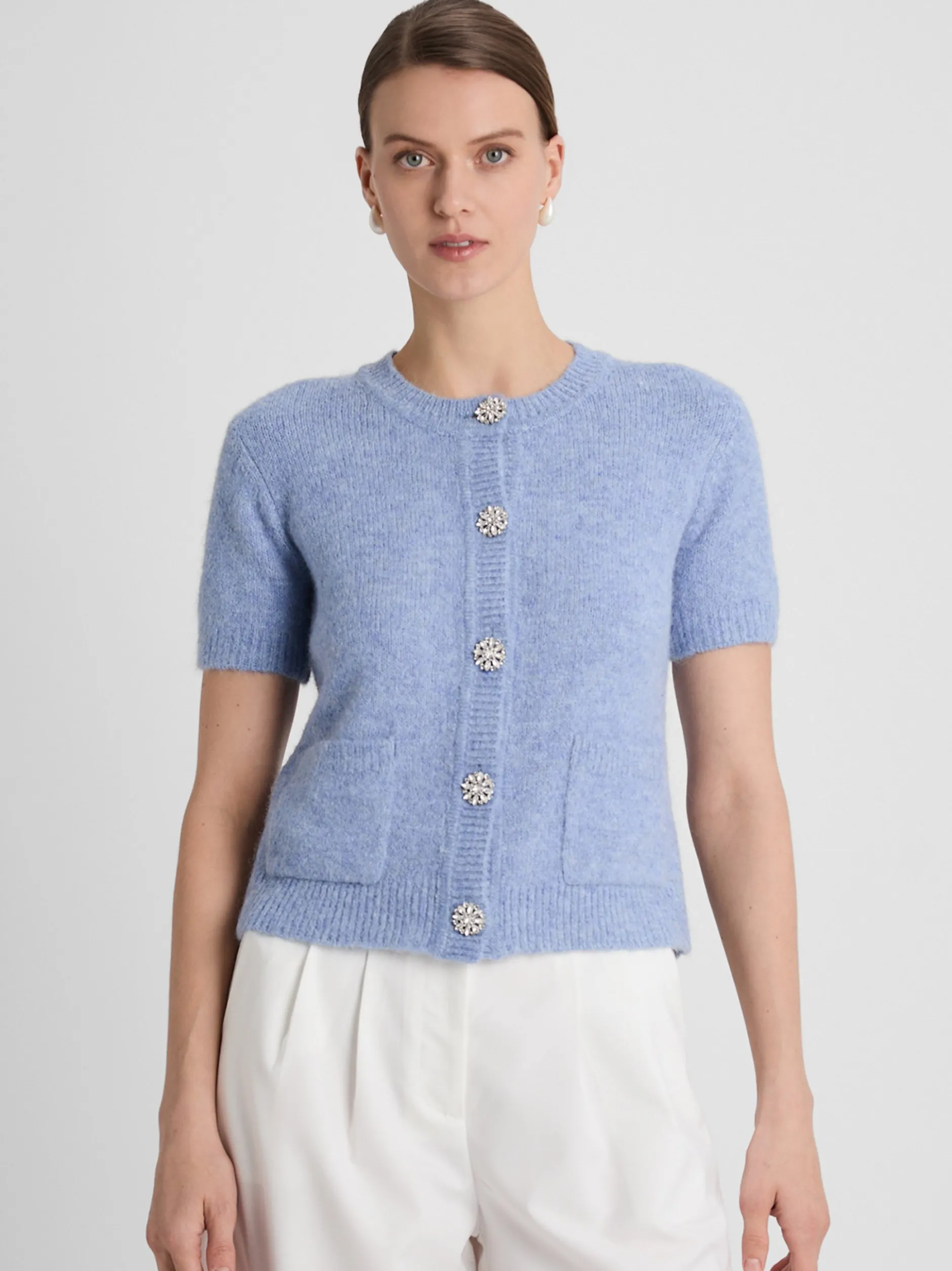 Guido Maria Kretschmer Damen Strickjacke mit Alpaka und Wolle - Daphne in hellblau