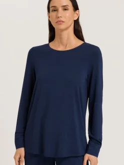 Hanro Damen Longsleeve - Natural Elegance in marine
