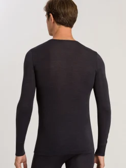 Hanro Herren Longsleeve - Woolen Silk in anthrazit
